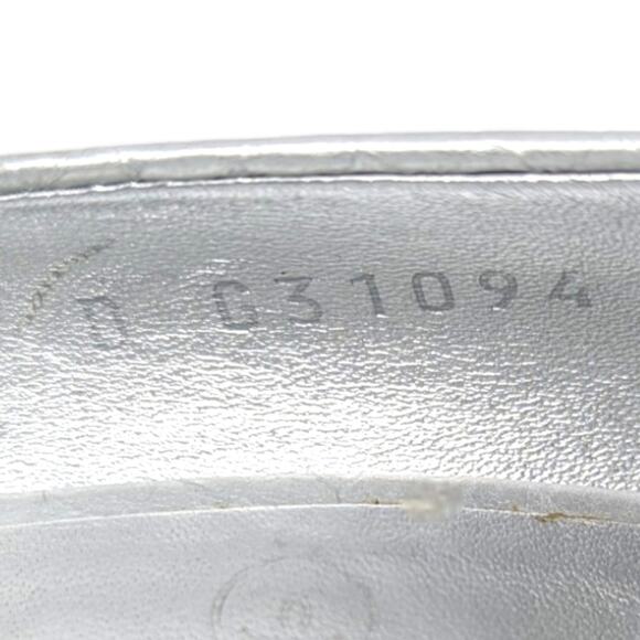 2016 Chanel silver heels pumps snakeskin open toe peep toe pearl 38.5 - Picture 8 of 11